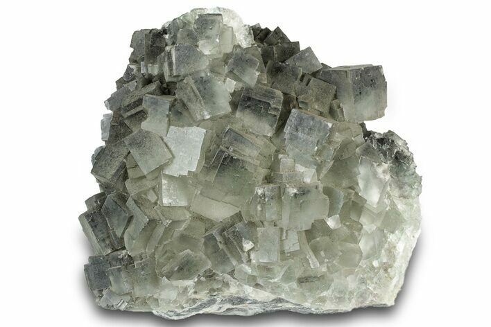 Green Cubic Fluorite Crystal Cluster on Matrix - China #323071